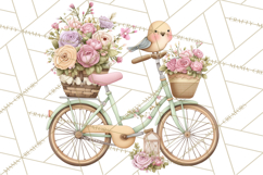 Romantic Bike Clipart, Spring Flowers PNG, Pastel Bicycles Product Image 2