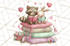 Valentine Reading Animals Clipart for Classroom Crafts Product Image 2