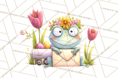 Frog Easter Clipart PNG, Cute Frog Holding Eggs, Pastel Png Product Image 3