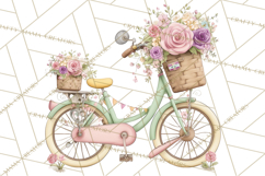 Romantic Bike Clipart, Spring Flowers PNG, Pastel Bicycles Product Image 3