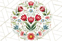 Polish Folk Botanical Clipart, Floral Animals Png Product Image 3