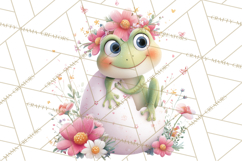 Frog Easter Clipart PNG, Cute Frog Holding Eggs, Pastel Png Product Image 4