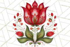 Polish Folk Botanical Clipart, Floral Animals Png Product Image 5