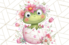 Frog Easter Clipart PNG, Cute Frog Holding Eggs, Pastel Png Product Image 5