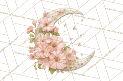 Celestial Spring PNG, Stars Florals Clipart, Dreamy Gradient Product Image 5