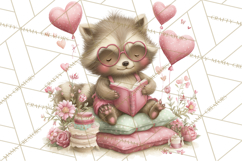 Valentine Reading Animals Clipart for Classroom Crafts Product Image 5