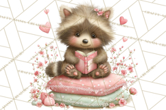 Valentine Reading Animals Clipart for Classroom Crafts Product Image 2