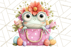 Frog Easter Clipart PNG, Cute Frog Holding Eggs, Pastel Png Product Image 3