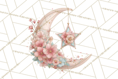 Celestial Spring PNG, Stars Florals Clipart, Dreamy Gradient Product Image 3