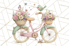 Romantic Bike Clipart, Spring Flowers PNG, Pastel Bicycles Product Image 4