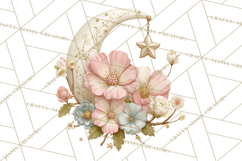 Celestial Spring PNG, Stars Florals Clipart, Dreamy Gradient Product Image 4