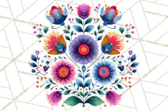Polish Folk Botanical Clipart, Floral Animals Png Product Image 4