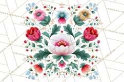 Polish Folk Botanical Clipart, Floral Animals Png Product Image 5