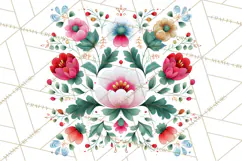 Polish Folk Botanical Clipart, Floral Animals Png Product Image 5