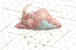 Celestial Spring PNG, Stars Florals Clipart, Dreamy Gradient Product Image 2