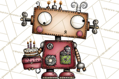 Adorable Birthday Robot Clipart, Playful Toy Robot Clip Art Product Image 2
