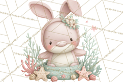 Watercolor Easter Animals Clipart, Cute Animals in Nests Png Product Image 2