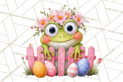 Frog Easter Clipart PNG, Cute Frog Holding Eggs, Pastel Png Product Image 3