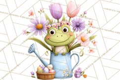Frog Easter Clipart PNG, Cute Frog Holding Eggs, Pastel Png Product Image 4