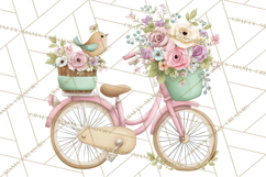 Romantic Bike Clipart, Spring Flowers PNG, Pastel Bicycles Product Image 4