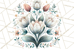 Polish Folk Botanical Clipart, Floral Animals Png Product Image 5