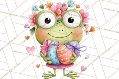 Frog Easter Clipart PNG, Cute Frog Holding Eggs, Pastel Png Product Image 2
