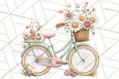 Romantic Bike Clipart, Spring Flowers PNG, Pastel Bicycles Product Image 3