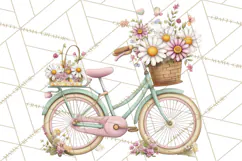 Romantic Bike Clipart, Spring Flowers PNG, Pastel Bicycles Product Image 3