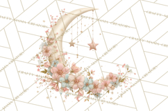 Celestial Spring PNG, Stars Florals Clipart, Dreamy Gradient Product Image 3