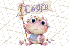 Frog Easter Clipart PNG, Cute Frog Holding Eggs, Pastel Png Product Image 4