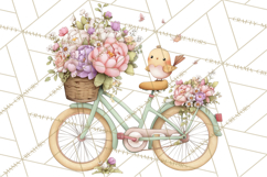 Romantic Bike Clipart, Spring Flowers PNG, Pastel Bicycles Product Image 4