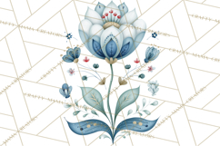 Polish Folk Botanical Clipart, Floral Animals Png Product Image 4