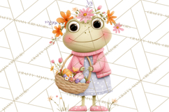 Frog Easter Clipart PNG, Cute Frog Holding Eggs, Pastel Png Product Image 5