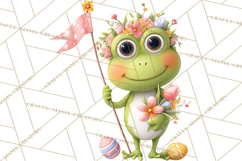 Frog Easter Clipart PNG, Cute Frog Holding Eggs, Pastel Png Product Image 3