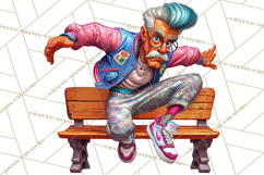 Funky Grandpa Clipart PNG Quirky Senior Cartoon Characters Product Image 3