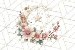 Celestial Spring PNG, Stars Florals Clipart, Dreamy Gradient Product Image 3