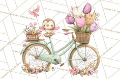 Romantic Bike Clipart, Spring Flowers PNG, Pastel Bicycles Product Image 3