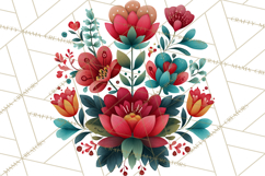 Polish Folk Botanical Clipart, Floral Animals Png Product Image 4