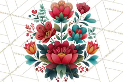 Polish Folk Botanical Clipart, Floral Animals Png Product Image 4