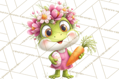 Frog Easter Clipart PNG, Cute Frog Holding Eggs, Pastel Png Product Image 4