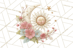 Celestial Spring PNG, Stars Florals Clipart, Dreamy Gradient Product Image 4