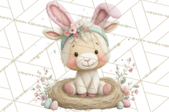 Watercolor Easter Animals Clipart, Cute Animals in Nests Png Product Image 3