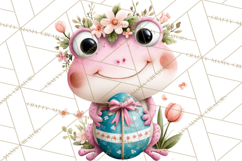 Frog Easter Clipart PNG, Cute Frog Holding Eggs, Pastel Png Product Image 2
