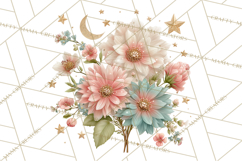 Celestial Spring PNG, Stars Florals Clipart, Dreamy Gradient Product Image 4