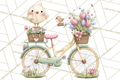 Romantic Bike Clipart, Spring Flowers PNG, Pastel Bicycles Product Image 4