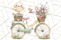 Romantic Bike Clipart, Spring Flowers PNG, Pastel Bicycles Product Image 4