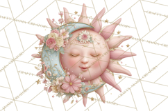 Celestial Spring PNG, Stars Florals Clipart, Dreamy Gradient Product Image 5