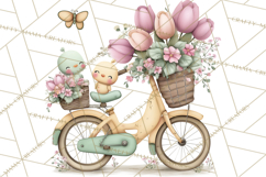 Romantic Bike Clipart, Spring Flowers PNG, Pastel Bicycles Product Image 5