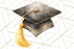 Graduation Cap Clipart PNG, Watercolor Graduation Hat Tassel Product Image 2