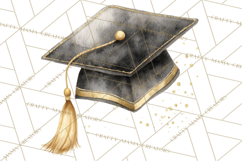 Graduation Cap Clipart PNG, Watercolor Graduation Hat Tassel Product Image 3
